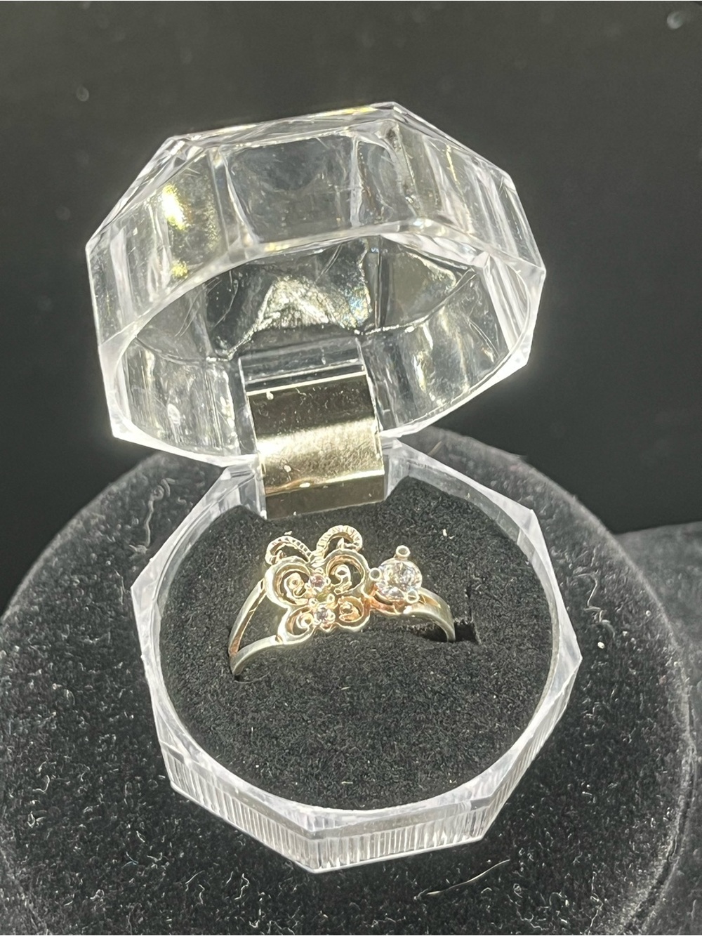 Sterling Silver Mex Stamped Butterfly Ring With Multicolored Stones - size 9.25